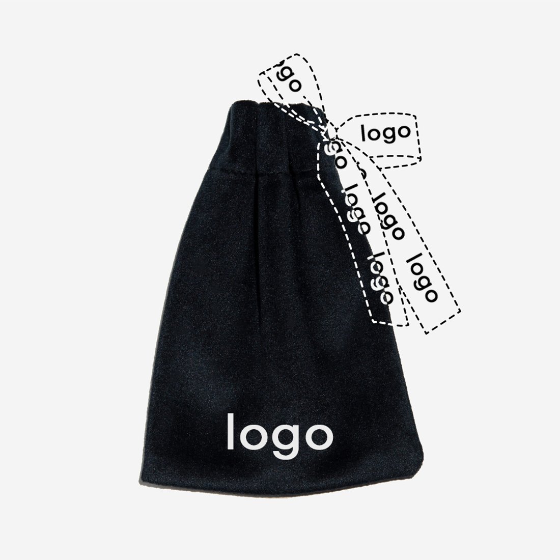 Мешочек из велюра, брендирование на мешочке и ленте