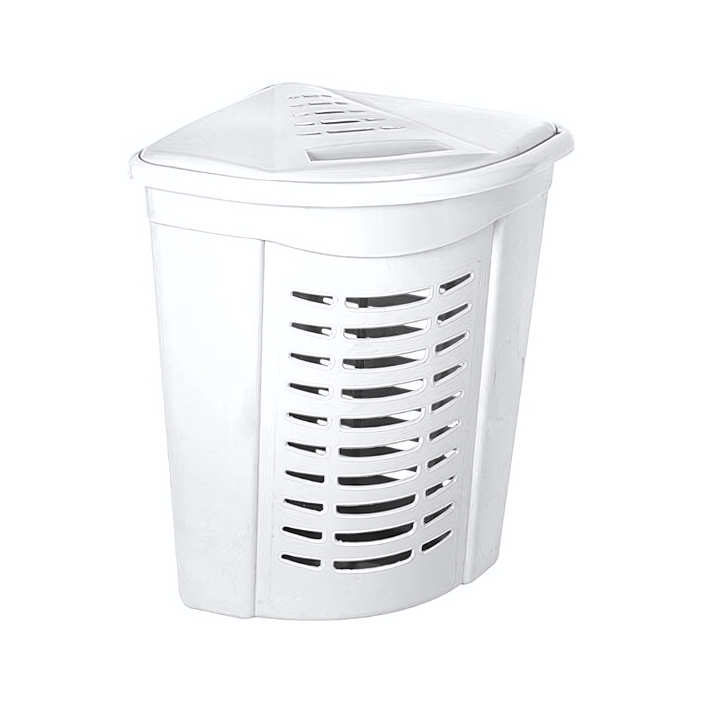 Корзина для белья угловая 45л, цвет белый 05003