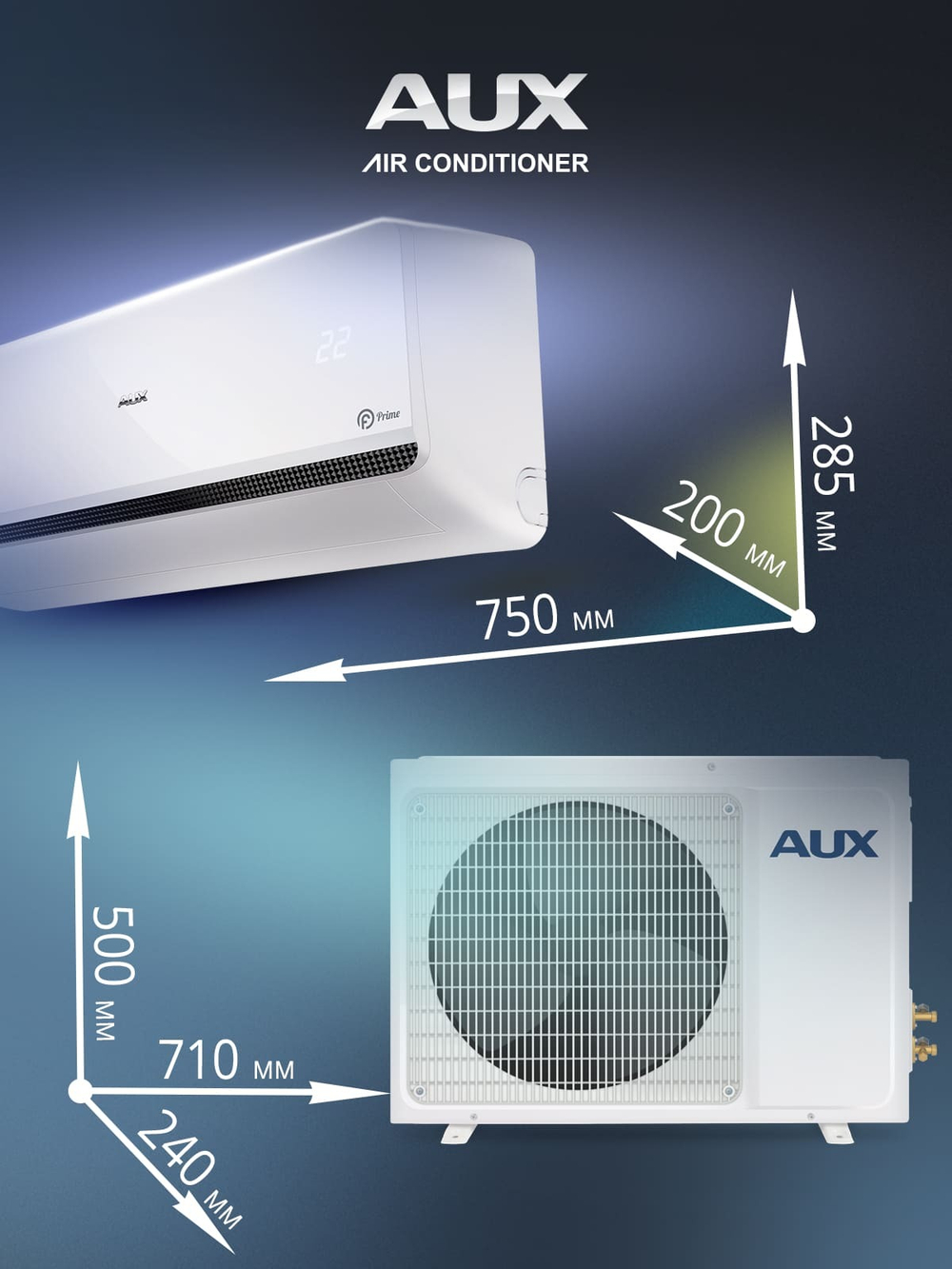 Настенная сплит-система AUX ASW-H09A4/FP-R1 + AS-H09A4/FP-R1, белый