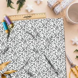 Ткань оксфорд 210 мелкие каллиграфические узоры на бежевом фоне