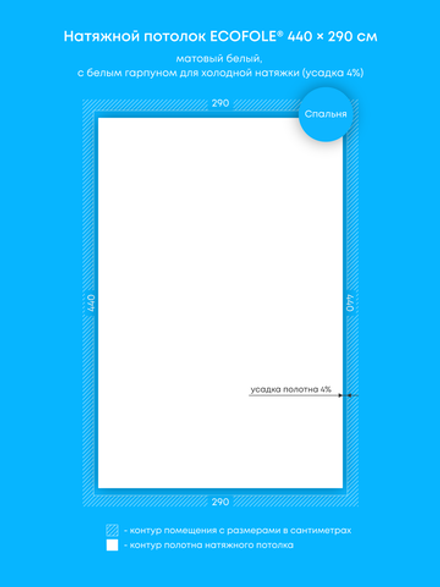 Матовый натяжной потолок 12.8 м2
