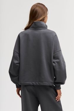 Олимпийка на молнии из премиум футера цвета антрацит