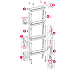 Этажерка узкая на колесах (4 секции) 530x170x180 полки с бортиками М2705
