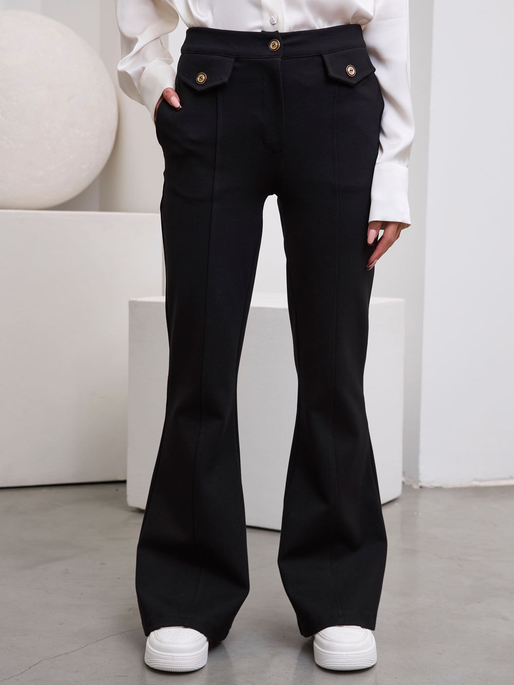 Брюки классические для девочки клёш чёрные