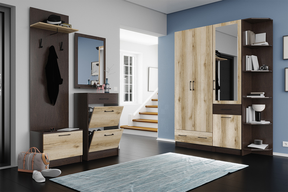 Тумба с вешалкой Денвер, Венге, Дуб Делано