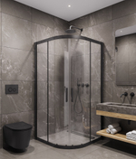 Timo Душевой угол TPSS-100/03C-8, раздвиж 1000*1000*2000, проф черный, стекло проз