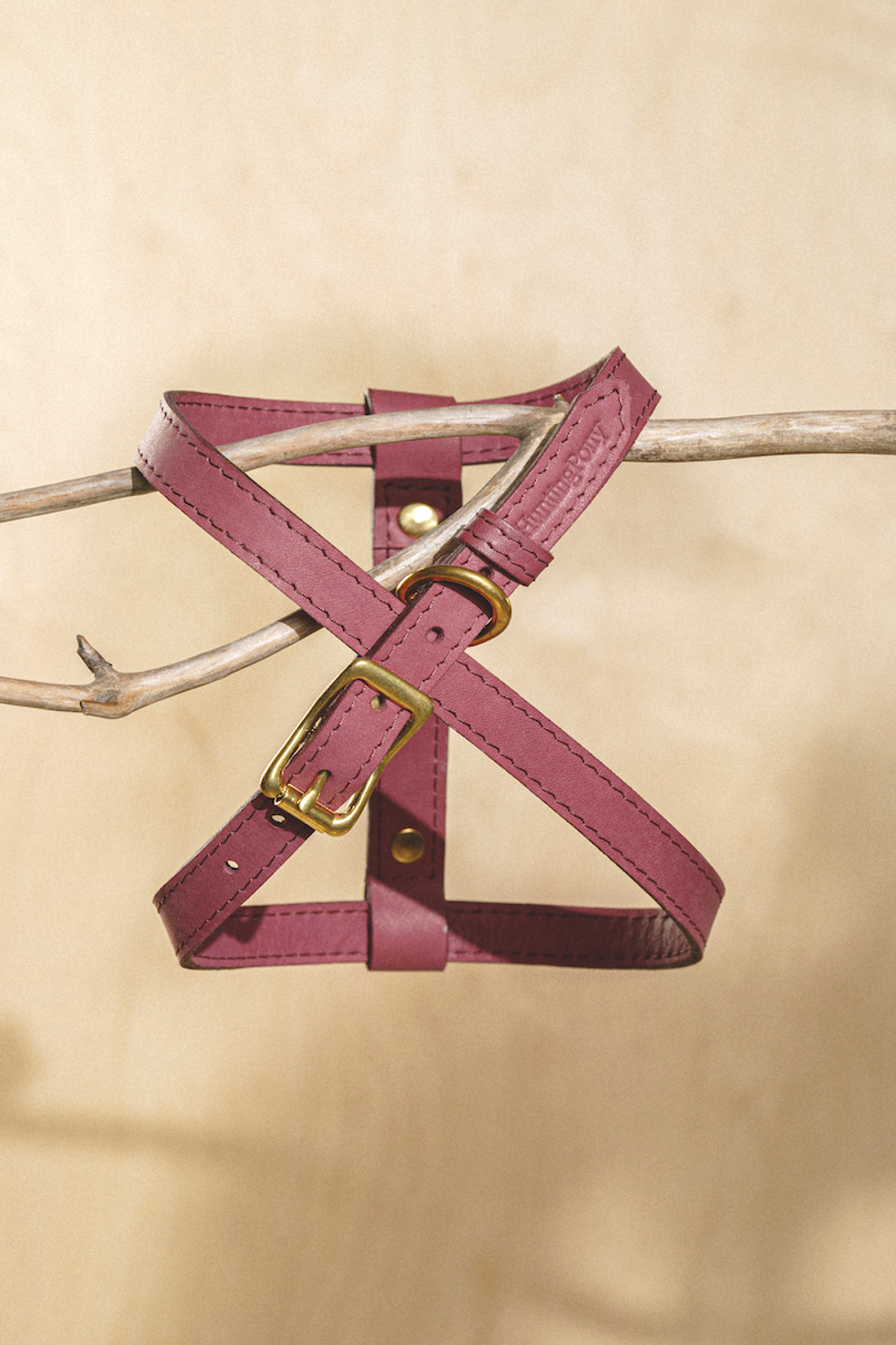 Цельнокожаная шлейка Винный