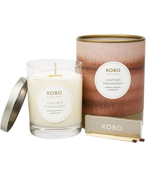 Leather Mahogany, свеча Watercolor, Kobo Candles