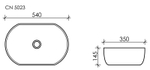 Умывальник чаша накладная овальная Element 540x350x145мм