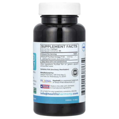 Healths Harmony, Очищенная омега-7, 30 мягких таблеток