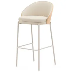 Барный Eamy, бежевая экокожа, светлый ясень