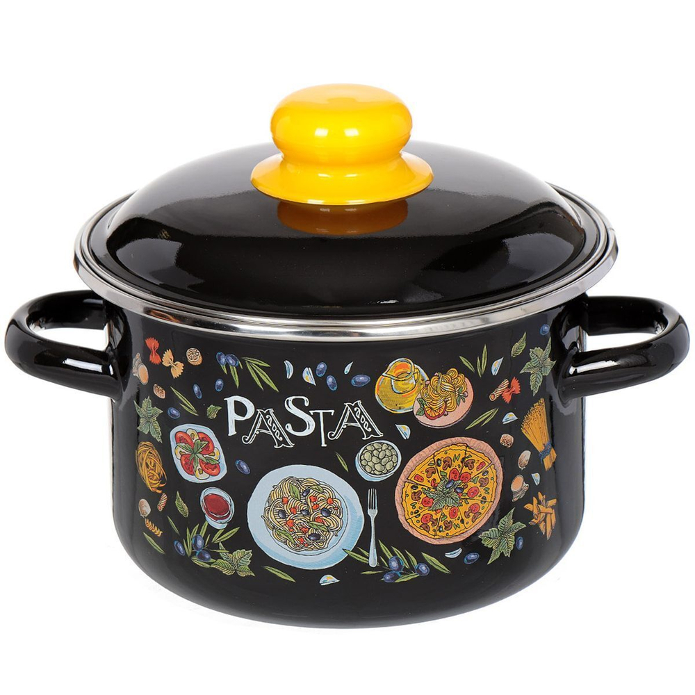 Кастрюля сталь, эмал, 2 л, с крыш, СтальЭмаль, Паста, 1RD161M, индукц