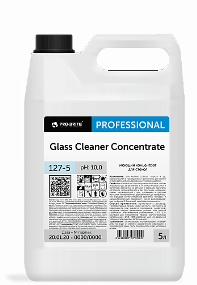 PRO-BRITE GLASS CLEANER CONCTNTRATE концентрат моющий для стекол, 5 л