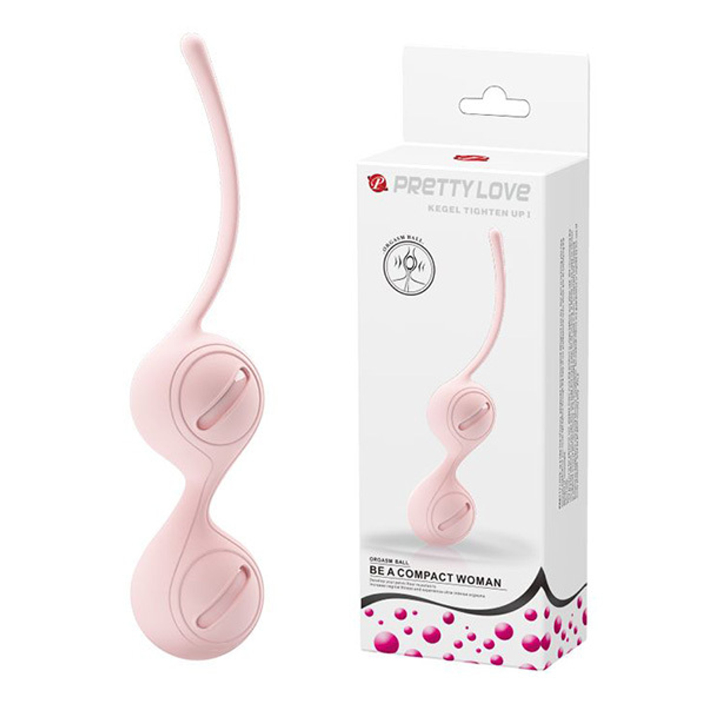 Нежно-розовые вагинальные шарики 3,3см на сцепке Pretty Love Kegel Tighten Up I BI-014490-2