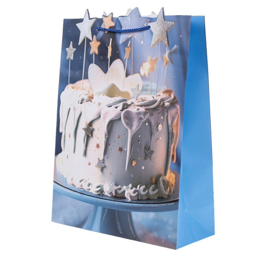 Пакет подарочный "Праздник" 30*39*11см, тисн.серебр,ручки-шнурок,4 диз.