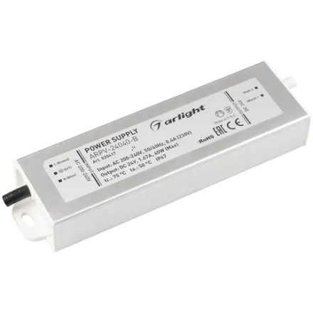 Блок питания ARPV-24040-B (24V, 1.7A, 40W) (Arlight, IP67 Металл, 3 года) 020417