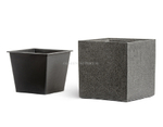 Кашпо TREEZ Effectory - Stone - Куб - Тёмно-серый камень