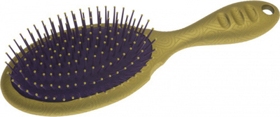 Dewal Beauty Щетка серия "Акварель " массажная с нейлон,штифтом, овальная ,золотистая с фиолетовым