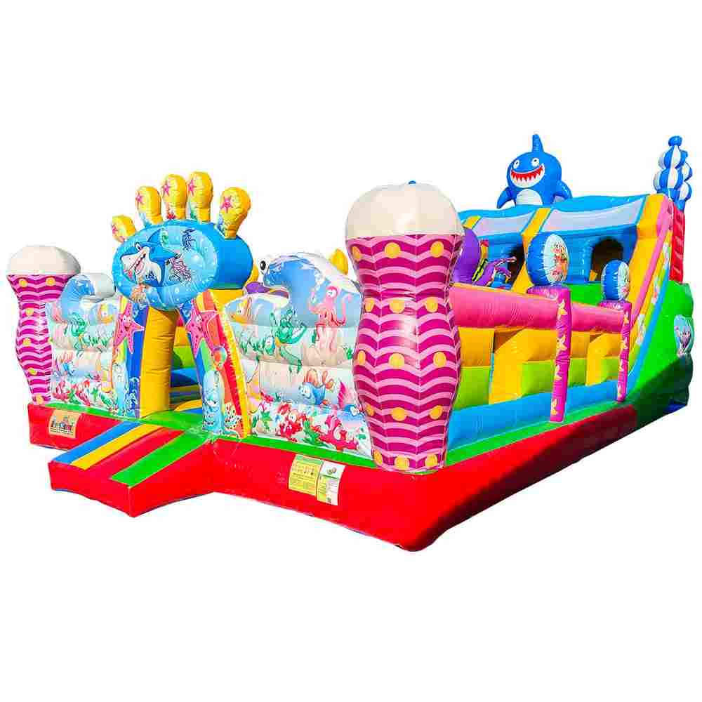 Коммерческий надувной батут с горкой «В гостях у моря 2»  10*6*6,1 м.