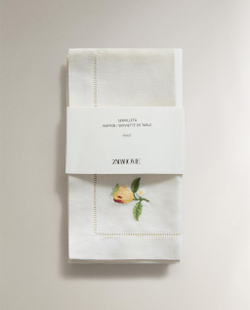 Zara Home столовая салфетка из смесовой ткани, вышивка, 45 45 см (комплект 2 шт.)