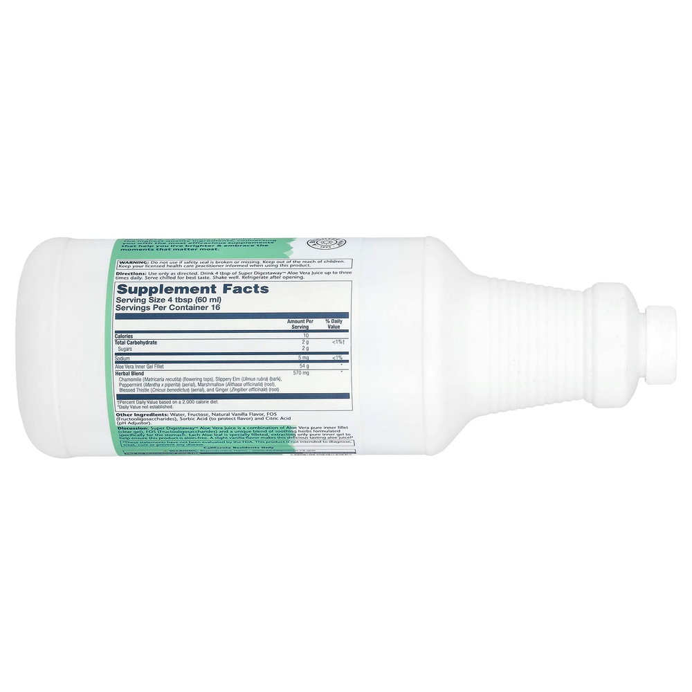 Solaray, Super Digestaway, сок алоэ вера, ваниль, 946 мл (32 жидк. унц.)