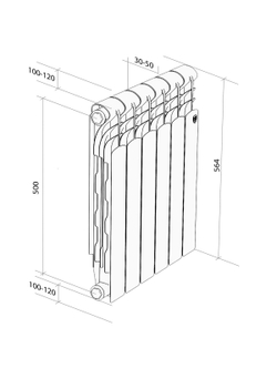 Радиатор Royal Thermo Revolution Bimetall 500 2.0 – 6 секц.