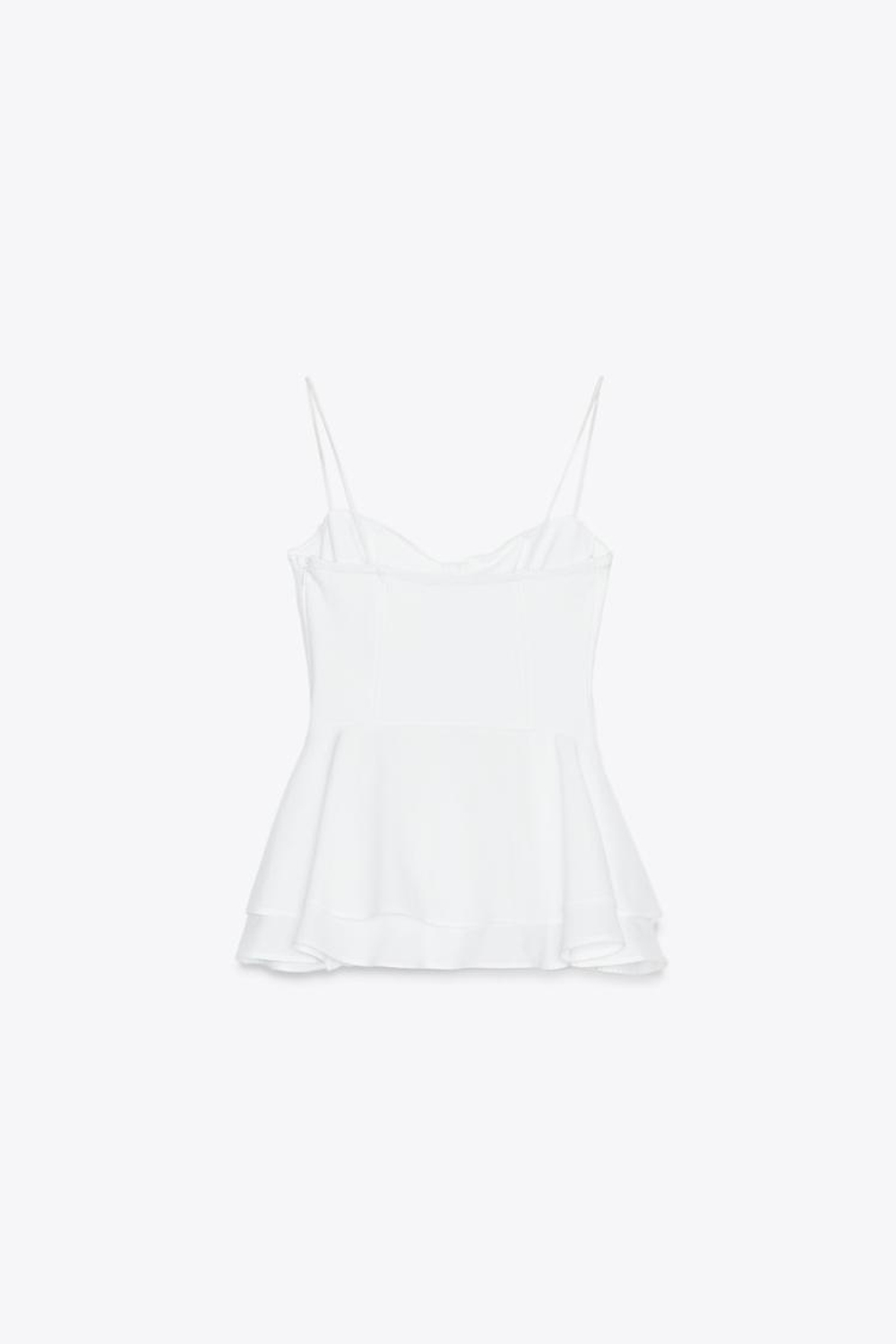 ZARA КОМБИНИРОВАННЫЙ ТОП С БАСКОЙ, БЕЛЫЙ