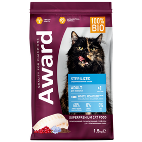 Award Sterilised Белая рыба с добавлением семян льна, клюквы и цикория 1,5кг.
