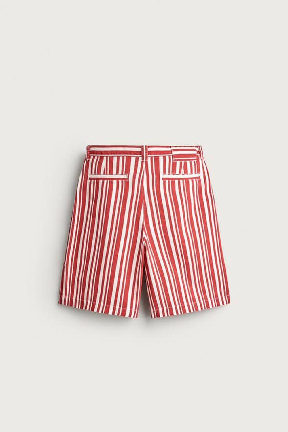 ZARA ШОРТЫ WIDE FIT В ПОЛОСКУ, КРАСНЫЙ