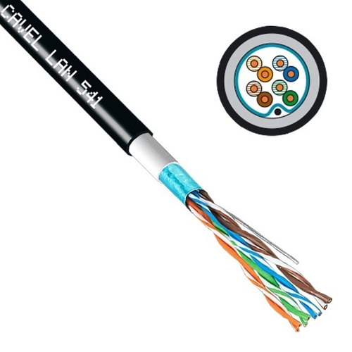 Кабель витая пара экранированный F/UTP 4х2хAWG24 cat 5e outdoor/уличный [300м] LAN 541 PE Cavel (провод для интернета) LAN 541 PE