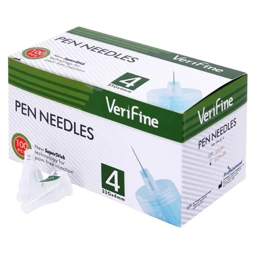Иглы Verifine для инсулиновых шприц-ручек 0,20 мм (33G) × 4 мм, 100 шт.