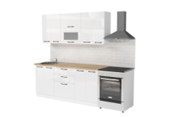 Кухонный гарнитур Жасмин экстра 1 3000мм (Белый глянец/Белый, Дуб бунратти)
