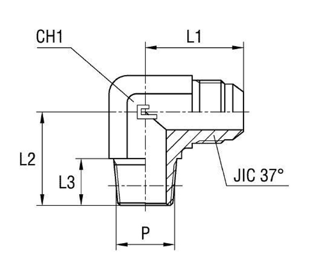 Штуцер FC90 JIC 1.1/16&quot; NPT3/4&quot;