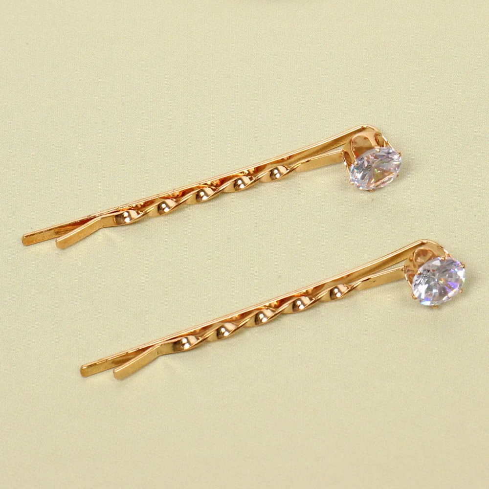 Невидимки для волос 2шт «Кристалы Агоры», стразики, цвет золото, 6см (блистер и пакет с подвесом)