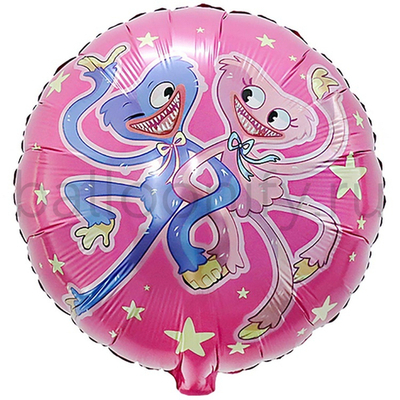 Фольгированная фигура, круг, Монстрики Зубастики розовый,18"/46СМ