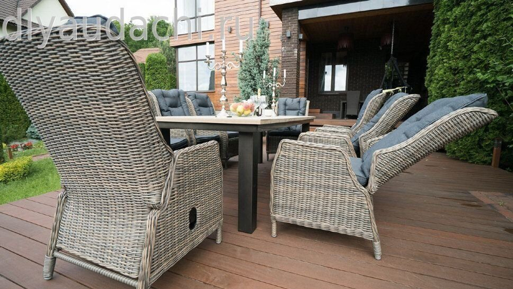 Стол Парклэнд + 8 кресел Верона алюминиевый каркас (кор/сер)