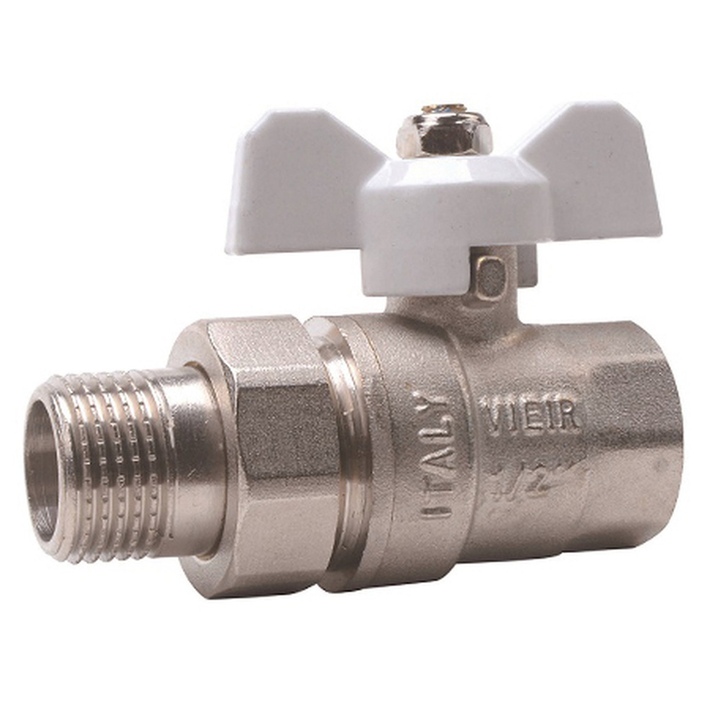 Кран VIEIR шар. с амер. 1/2" белые никель VR204-01B