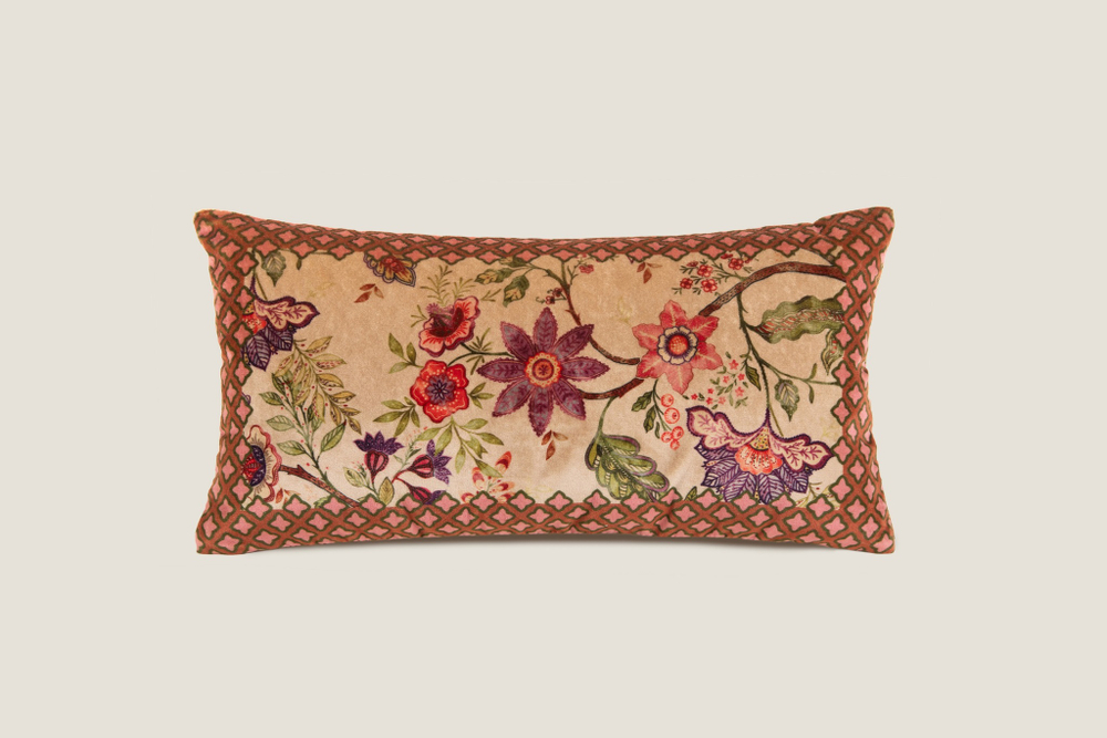 Подушка декоративная 30х60 Frati Home Floral Beige бежевый с красным