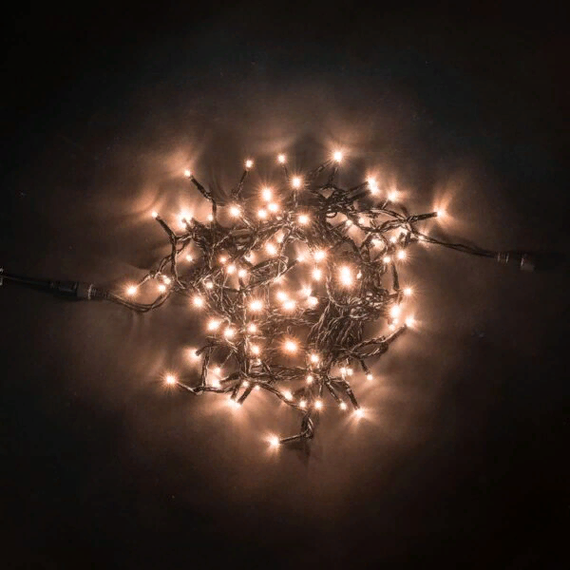 Светодиодная нить 100 экстра теплых белых LED ламп, 10 м., 24В, черный провод ПВХ, LTC (PST100-11-1EWW)