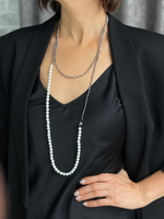 Нить-трансформер из венецианского бисера в оттенке марказит и белого жемчуга Майорка