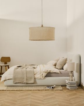 Кровать Martina со съемным чехлом из шенилла цвета экрю 160 x 200