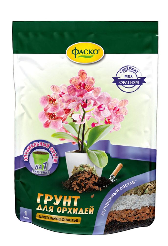 ГРУНТ ФАСКО ЦВЕТОЧНОЕ СЧАСТЬЕ Д/ОРХИДЕИ 1Л ДОЙ-ПАК
