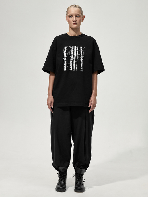 Футболка с принтом "Кот пришел назад". Черная