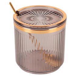 Банка для сыпучих продуктов с ложкой (серая) h=8,8см,v=400мл (акрил,нержавеющая сталь) (индивидуаль