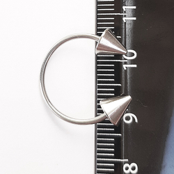 Подкова, полукольцо для пирсинга 16 мм, толщина 1.2 мм, диаметр конусов 6 мм. Сталь 316L. 1шт