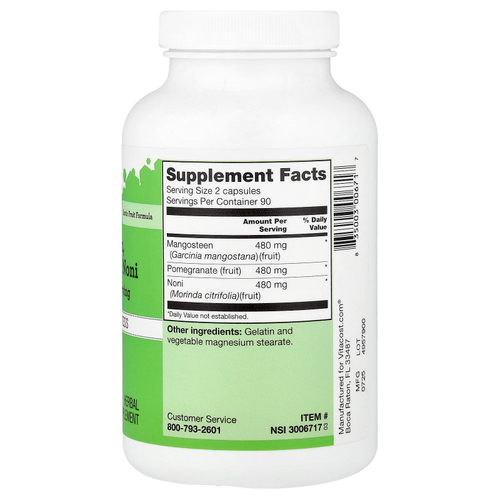 Vitacost, мангостан, гранат и нони, 180 капсул