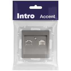 Розетка Intro Accent 6-303-09 информационная RJ45, IP20, СУ, титан