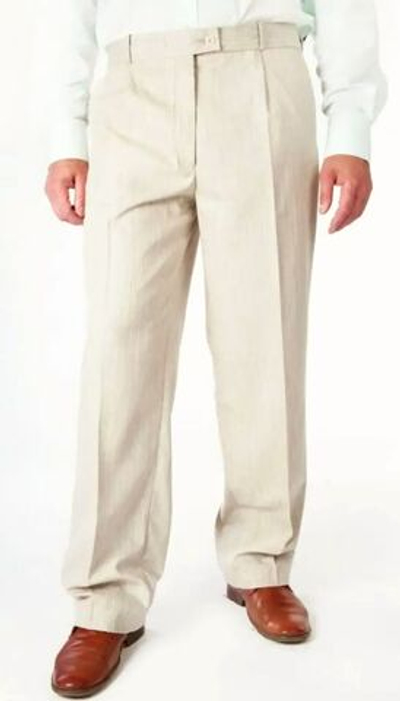 Брюки мужские в клетку клетчатые для мужчины для мальчика мальчиковые широкие свободные классические классика строгие костюмные вискозные вискоза прямые светлые белые бежевые тонкие лёгкие летние вискоза 29 30 48 176 182 L размер