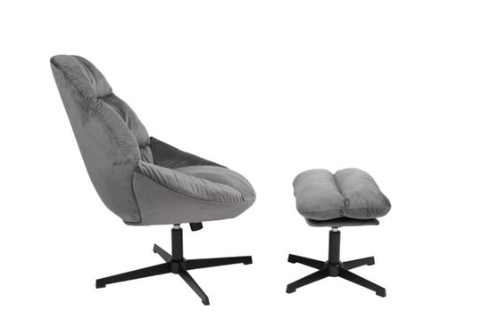 Кресло Оррелл серый с оттоманкой