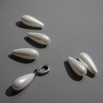 Хрустальный жемчуг, оттенок "Белый", полупросверленная капля, 19,5*8мм